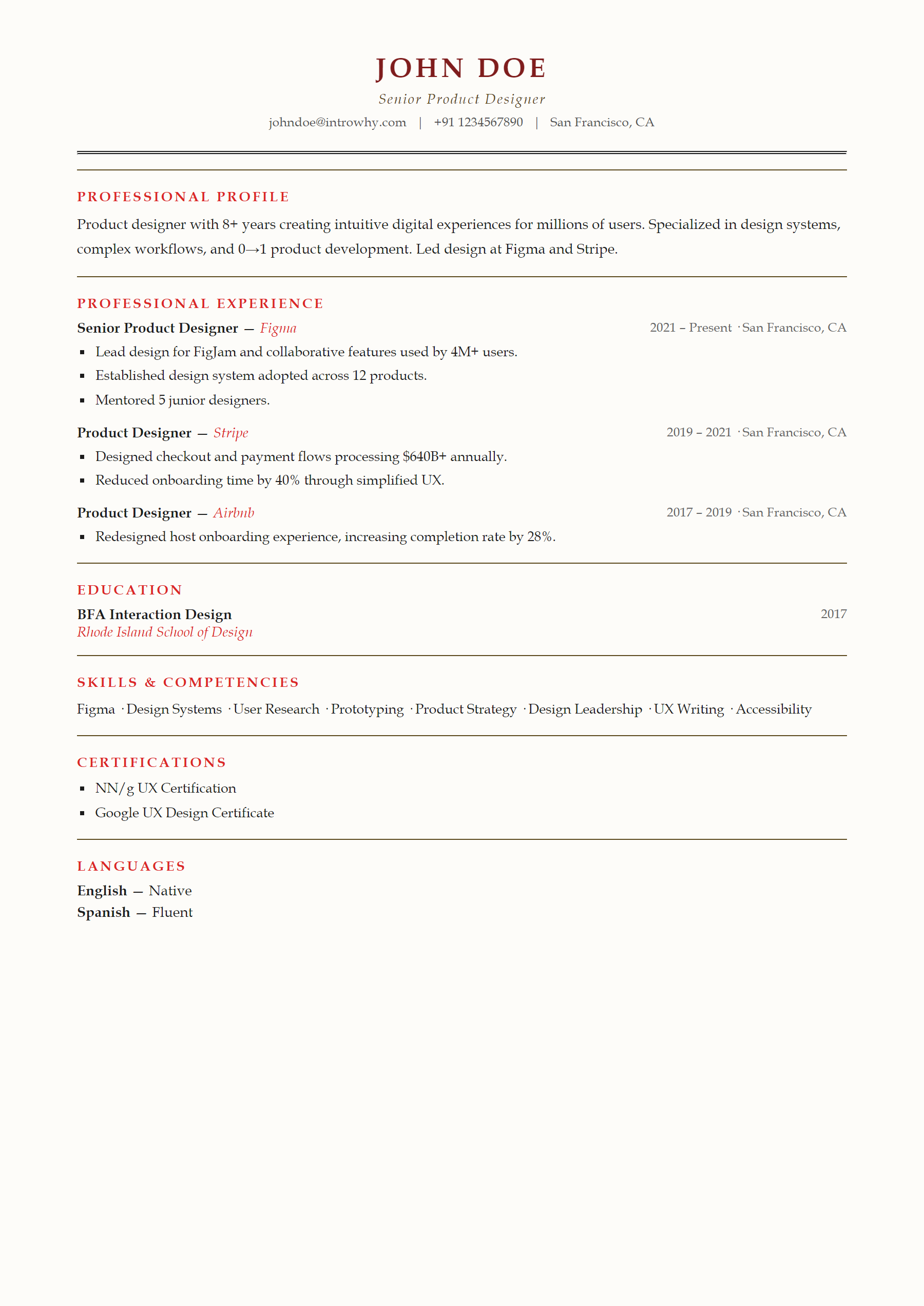 Law Firm resume template — full preview