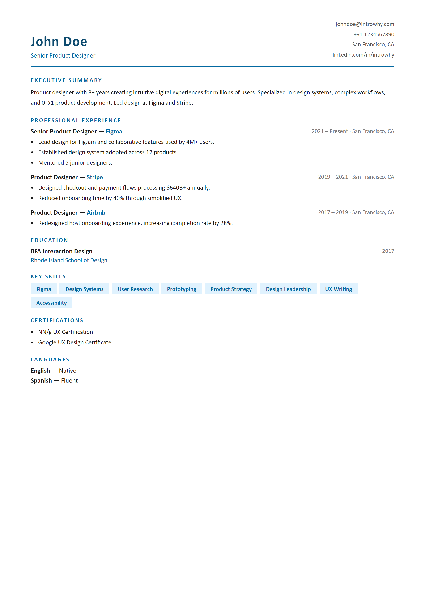 Banking & Finance resume template — full preview