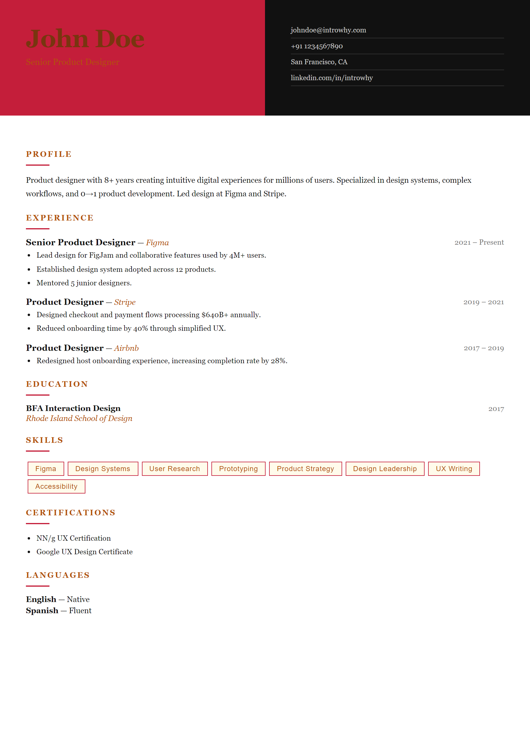 Magazine Layout resume template — full preview