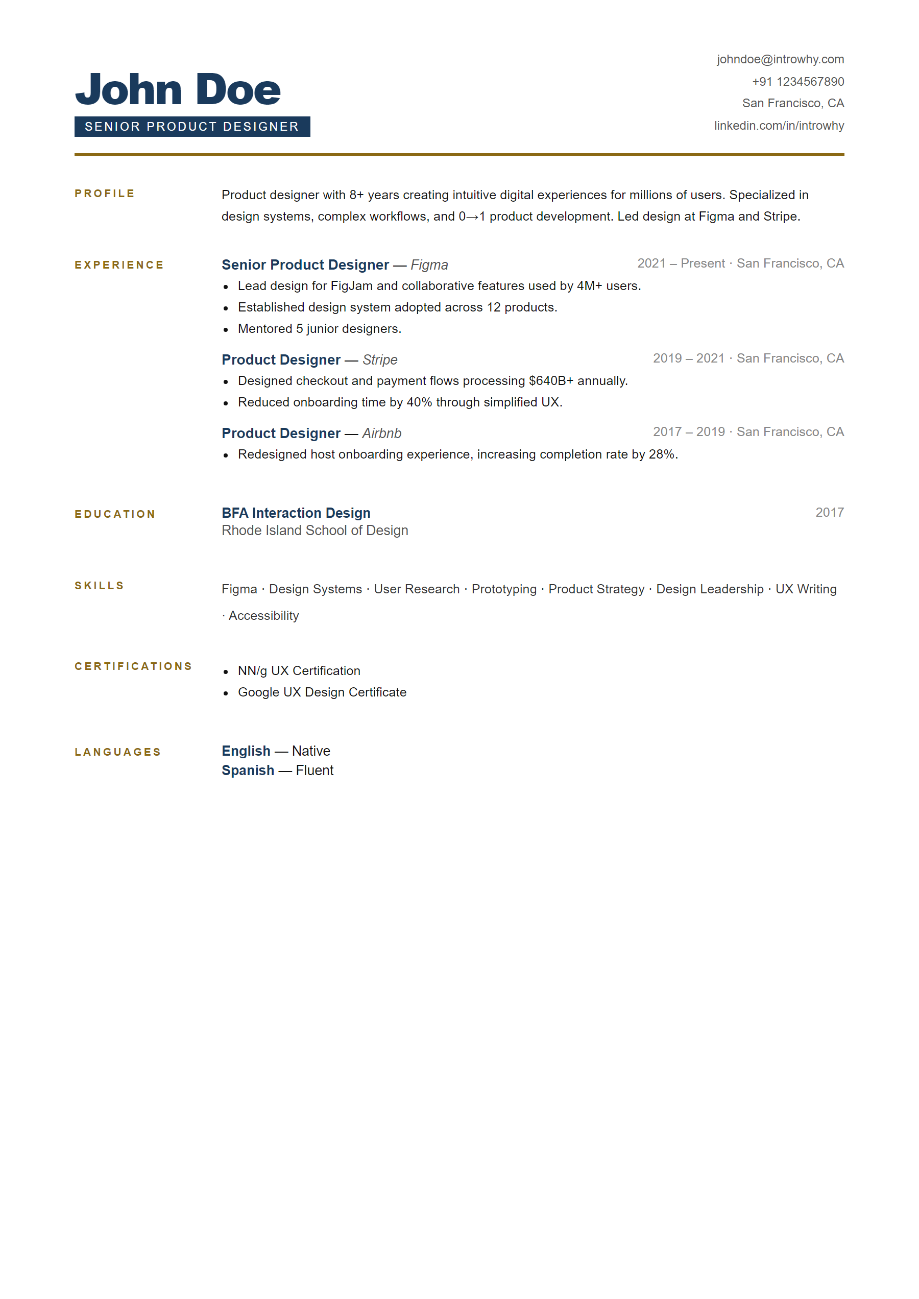 Swiss Grid resume template — full preview