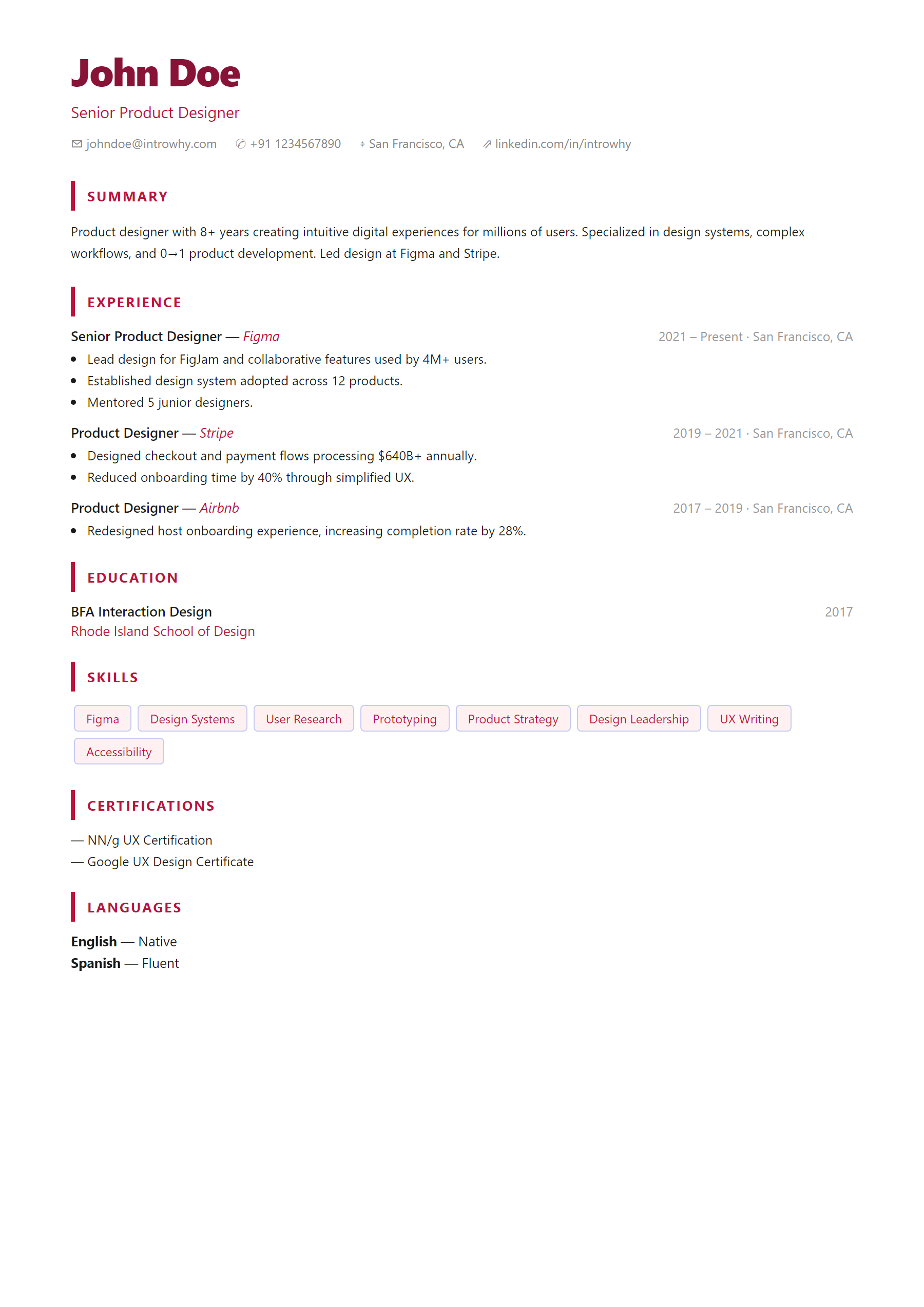 Colorful Lines resume template — full preview