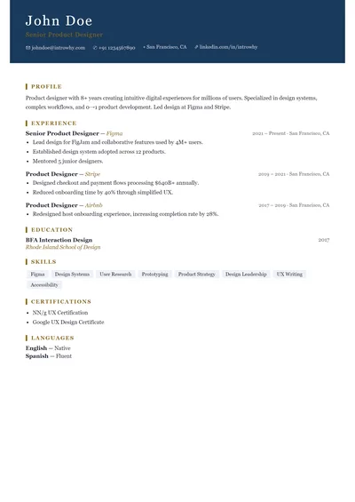 classic-02-executive-navy resume template preview