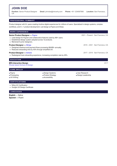 Federal Government resume template