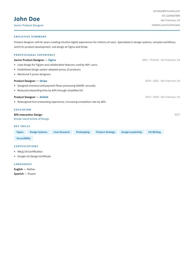 Banking & Finance resume template preview