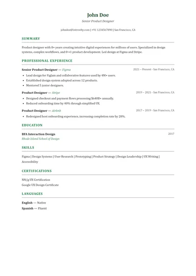 Academic Traditional resume template preview