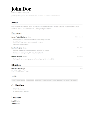 B&W Typography resume template