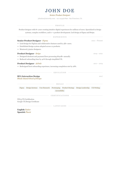 Centered Elegant resume template