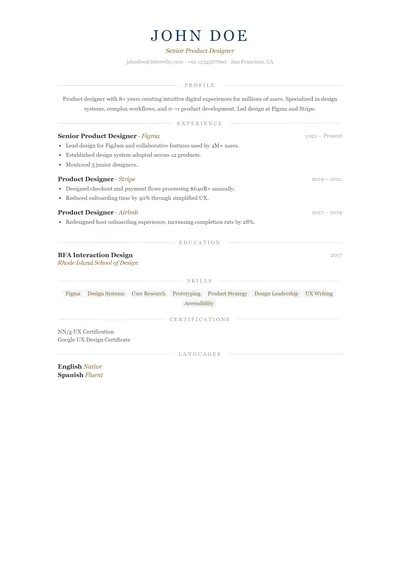 minimal-03-centered-elegant resume template preview