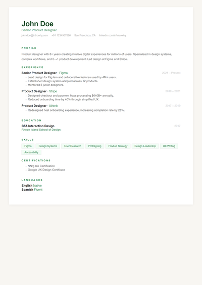 Scandinavian resume template