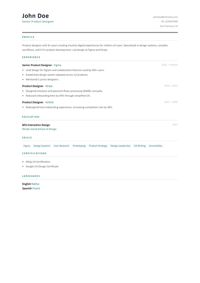 Thin Rules resume template