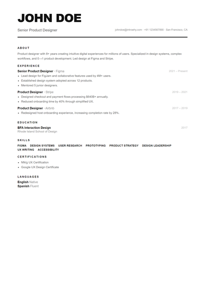 Large Name resume template