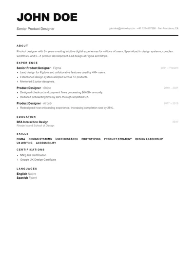 Large Name resume template preview