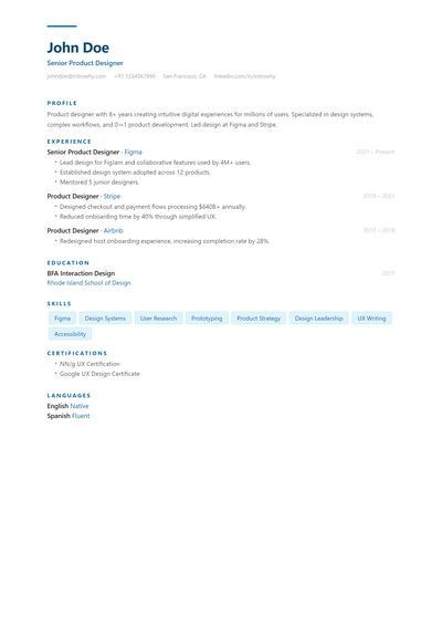 Single Accent resume template