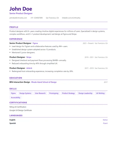 Photo Right resume template preview