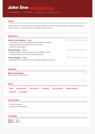 Bold Header Band resume template preview