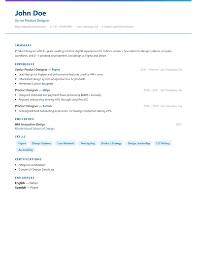 Gradient Accent resume template preview