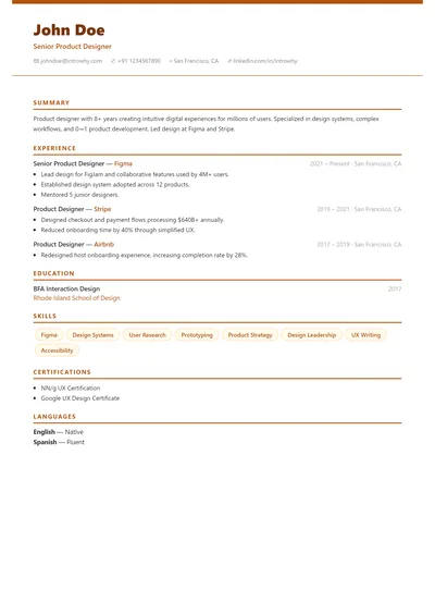 Coral Warm resume template preview