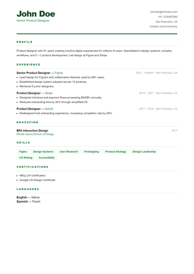 Flat Minimal resume template