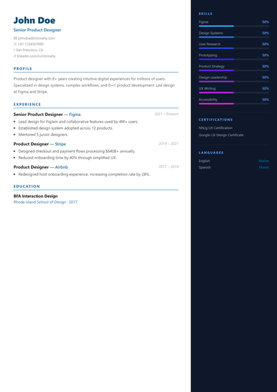 Skills Infographic resume template
