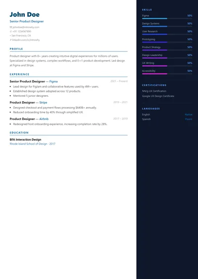 Skills Infographic resume template preview