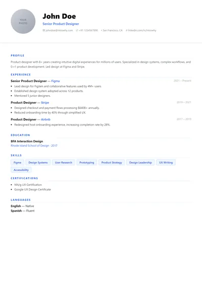 Photo Resume resume template preview
