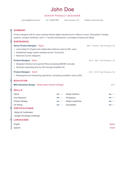 Vertical Timeline resume template